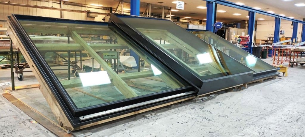 large sliding rooflight in factory